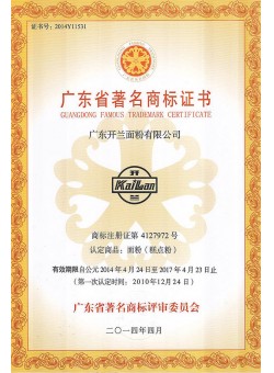 广东省著名商标证书2